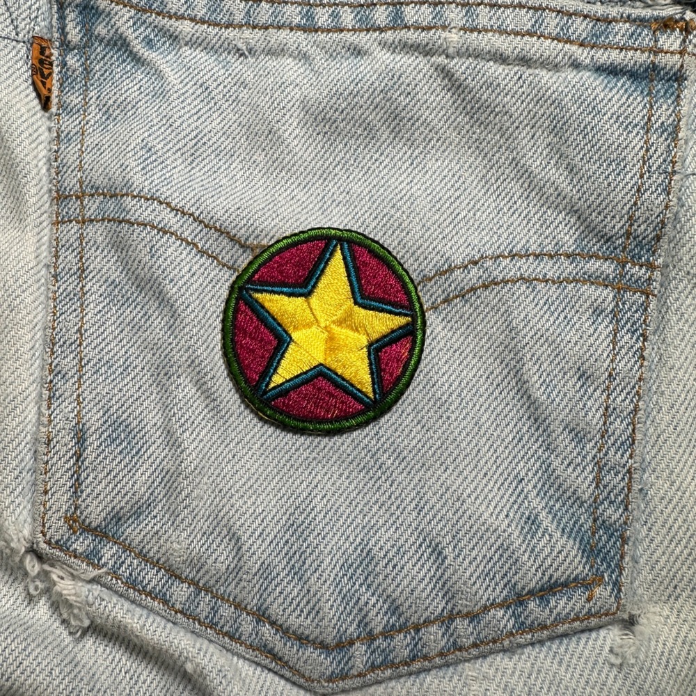 Circus Ball Star Patch Embroidered Iron On Sew‎ Yellow Purple Applique DIY Craft